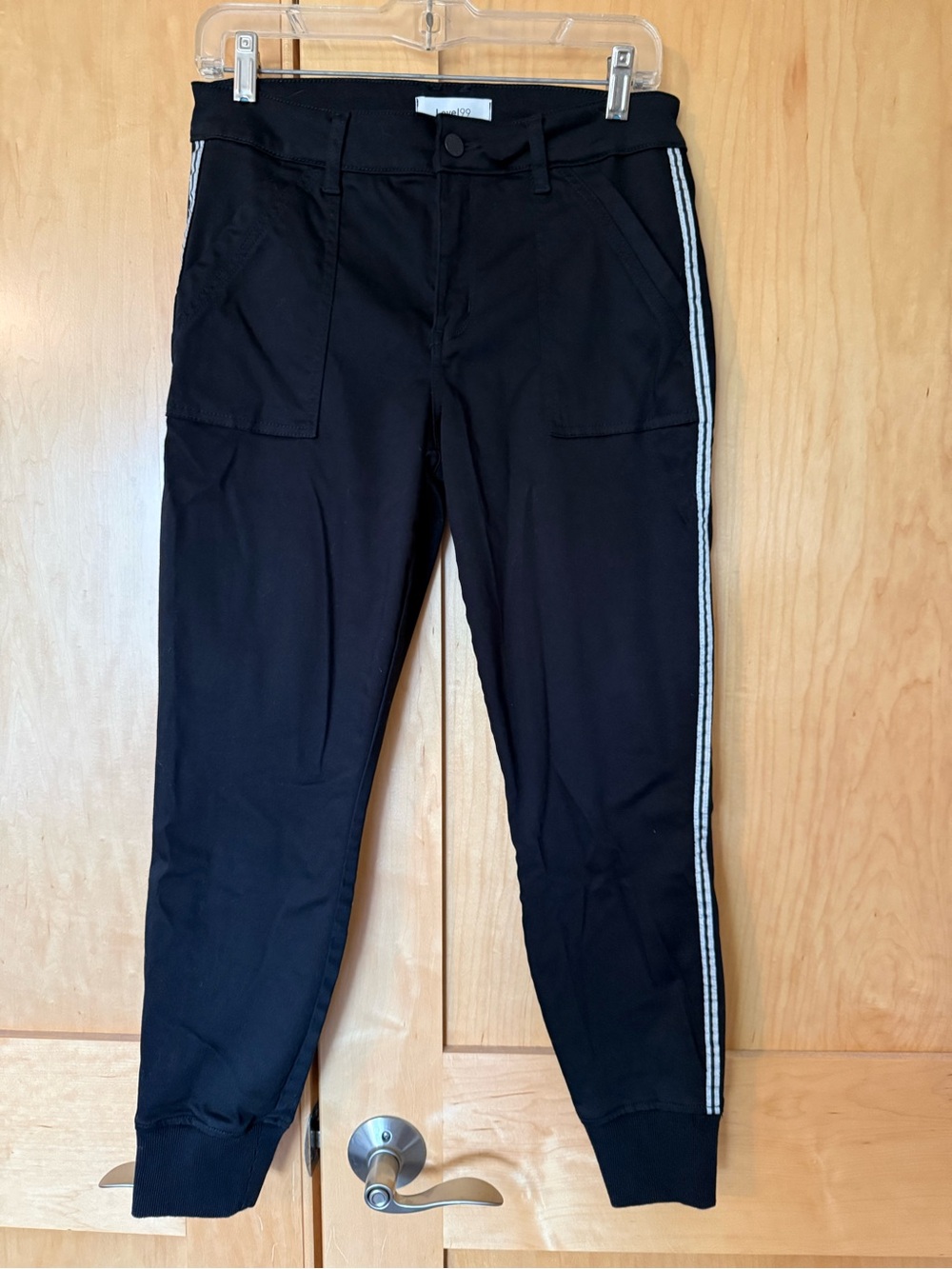 Level 99 Sport Stripe Jolie Utility Jogger Pants Black Size 28